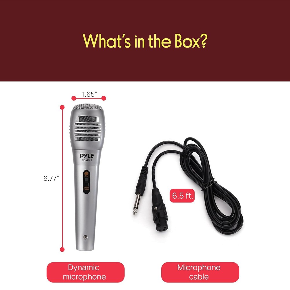 Pyle Wired Dynamic Microphone, Uni-Directional, Handheld Mic with Pop...