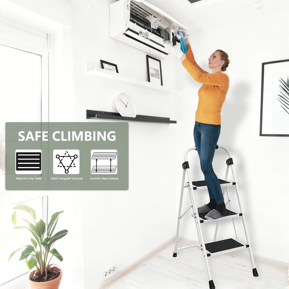 Ultra-Thin Folding Step Stools 330 lbs Capacity, 2-Inch Thin for Storage