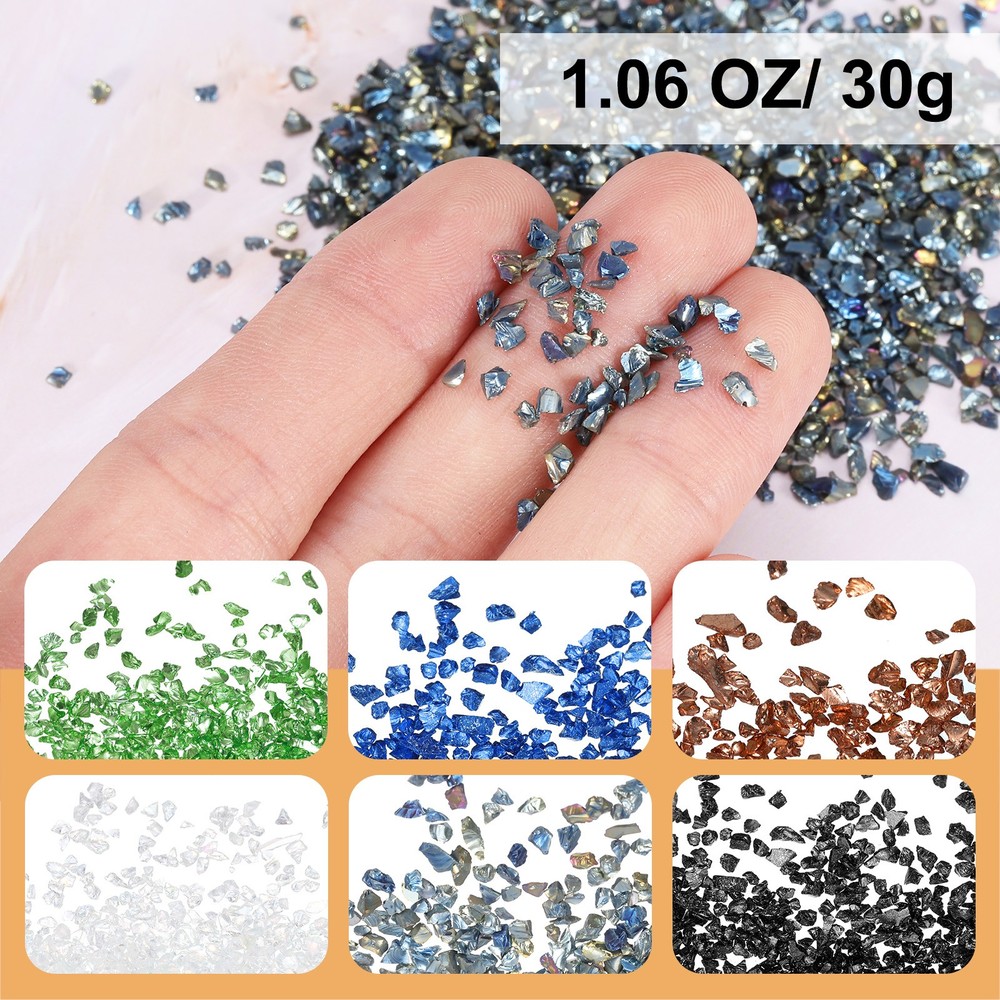 Crushed Glass Chips 1-3mm Irregular Glass Chips for DIY Projects