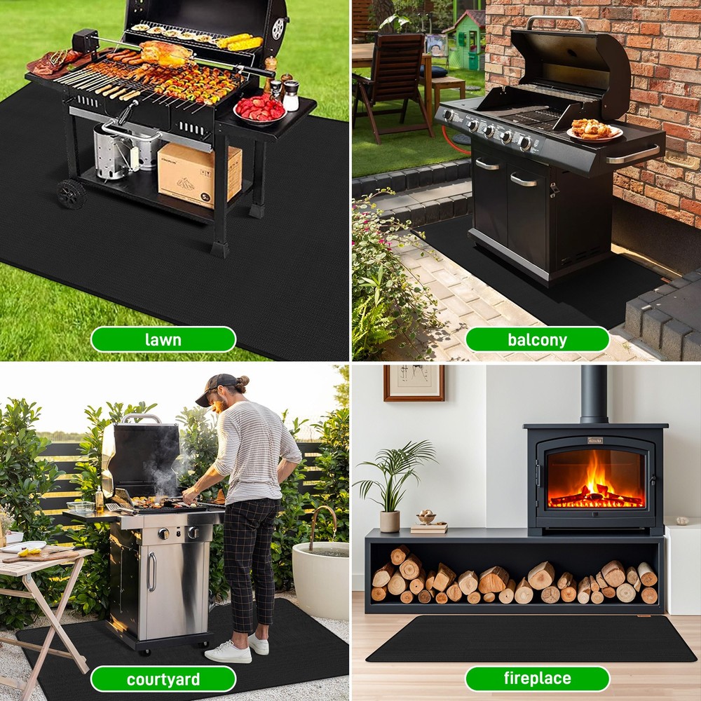 Fireproof Deck Cover Fire Mat Patio Lawn Deck Fire Resistant Pad under Grill