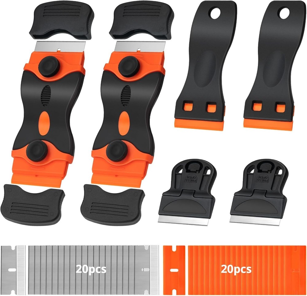 6 Pack Razor Blade Scraper Tool, Razor Scraper, Paint Scraper for Cleaning, With