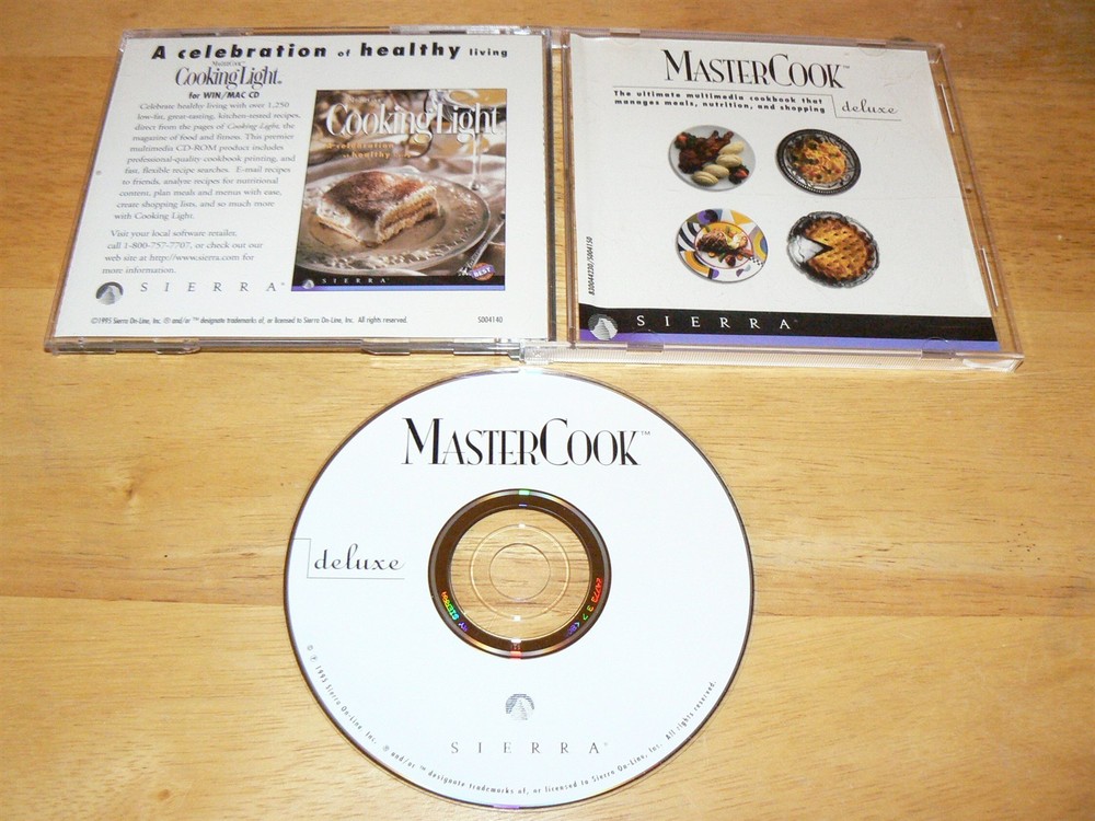 MasterCook Deluxe PC/Mac CD-ROM software for Windows 95/3.1/NT Sierra 1995