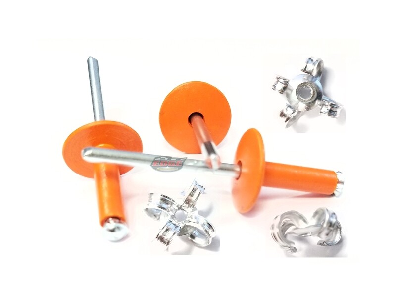 Orange 3/16" Rivet Large Head Exploding Banana Peel Aluminum Pop Rivets 25 pack