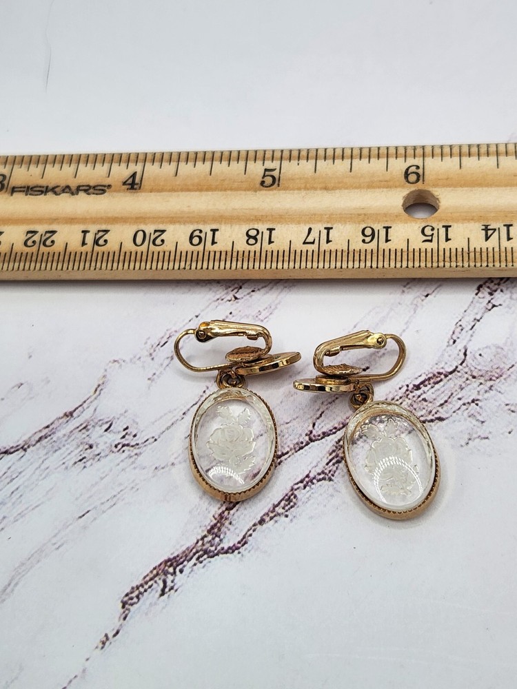 Clear Flower Clip On Earrings