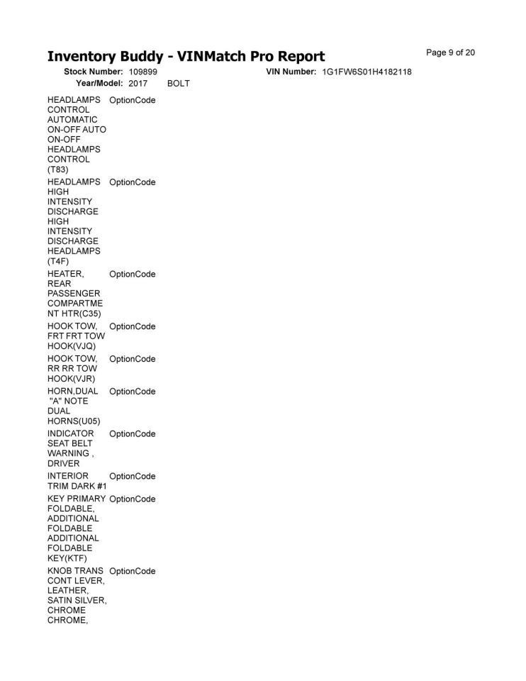 Dash Panel Without Pre-crash System Fits 17-21 BOLT 10295643
