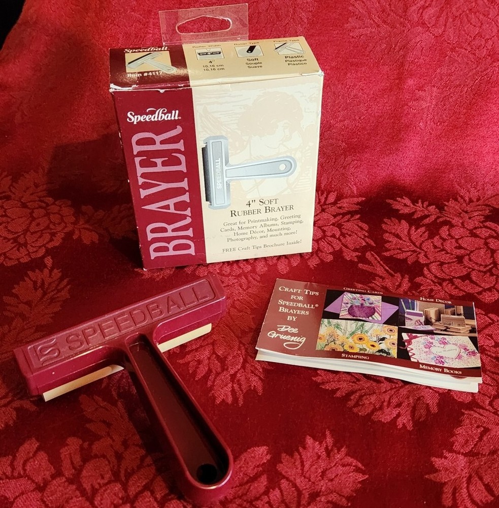 Speedball Brayer 4" Soft Rubber Roller Magenta Plastic Frame Item #4117