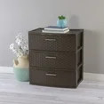 3 Drawer Wide Weave Plastic Tower Brown