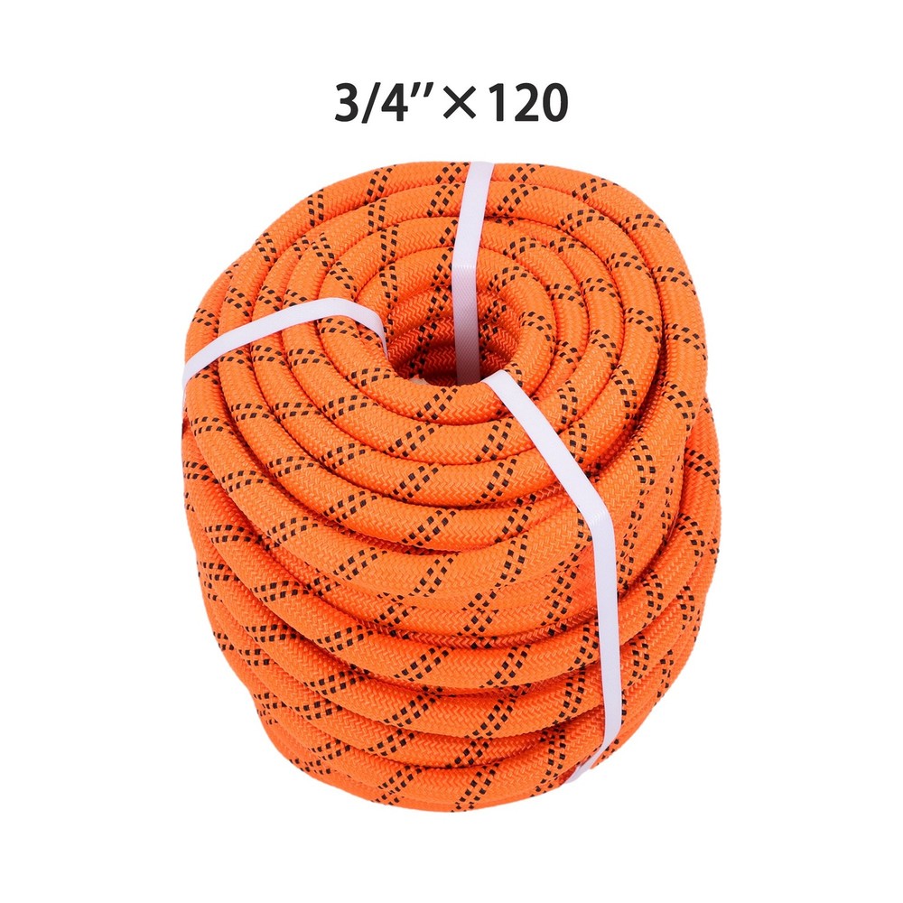 Orange & Black Arborist Double Braid Polyester 48-Strand Arborist Rigging Rope