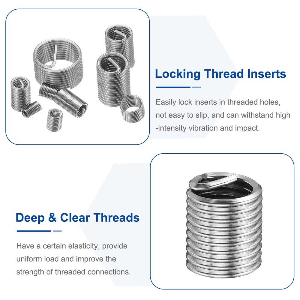 40pcs Wire Thread Inserts 3/8-16 UNC 2D Helical Threaded Sleeve Thread Repair