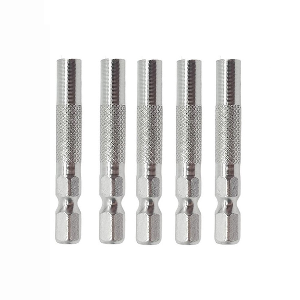 Silver 6.35mm 1/4\" Insert Bit Adapter 5PCS Hex 6.35mm Electric Screwdriver