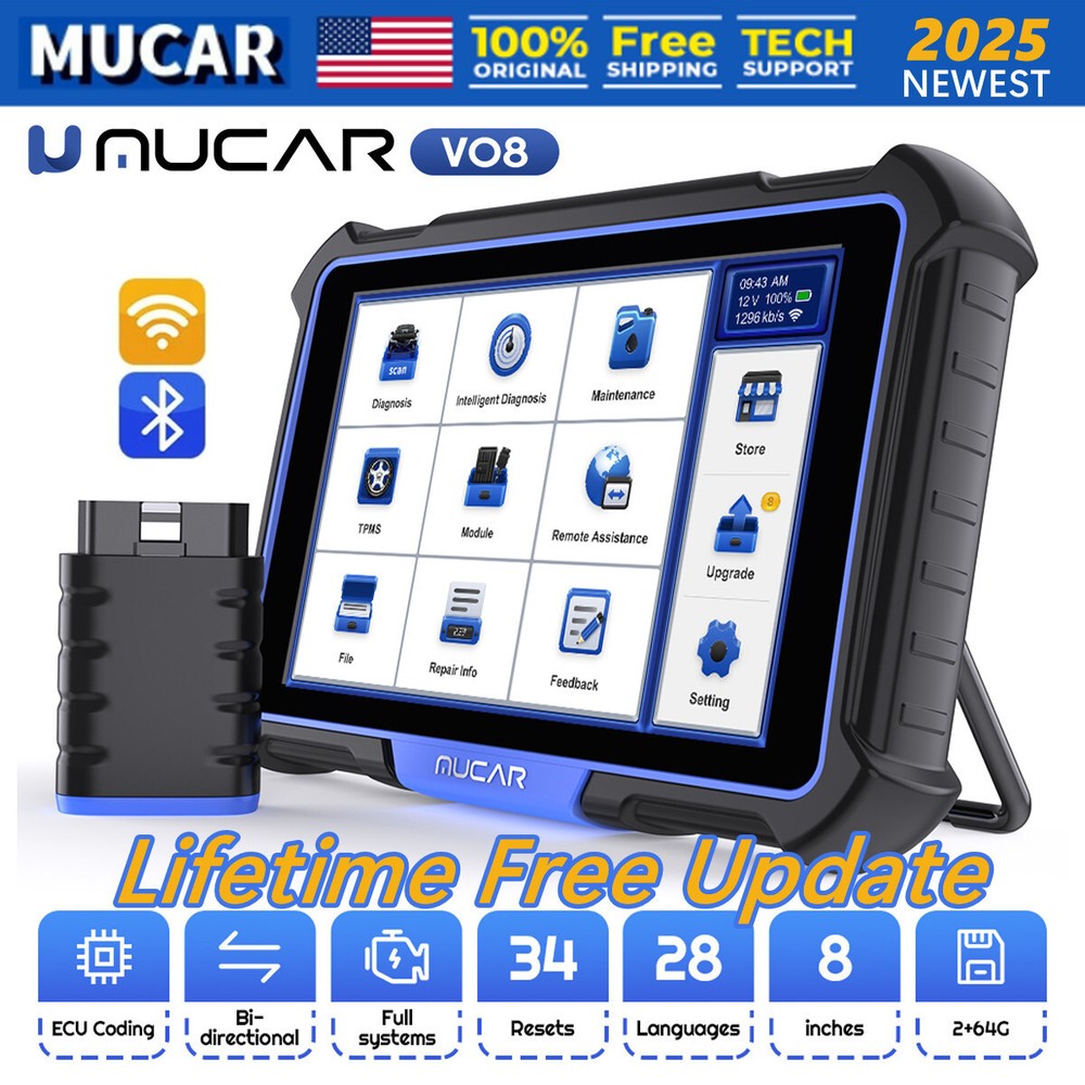 MUCAR VO8 Bidirectional Scanner Auto Diagnostic Tool Full System K!ey Programmer