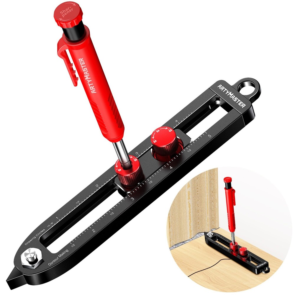 Multi-Function Scribing Tool, DIY Woodworking Scriber Line Maker, Portable Al...