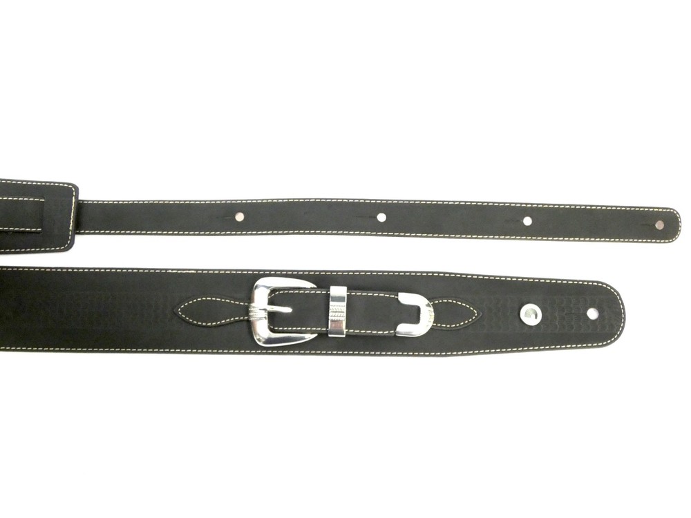 D'Addario Black, Genuine Leather Adjustable Guitar Strap