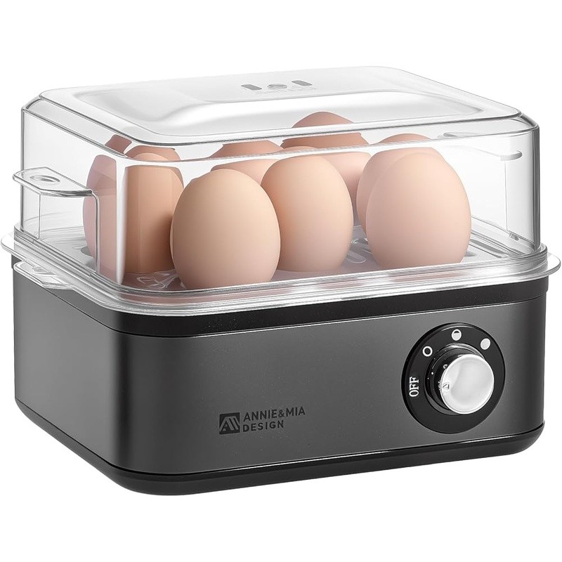 Egg Cooker 8 Egg Capacity Knob Control Soft Medium Hard Boiled Easy Clean New