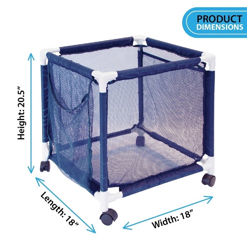 Mesh Rolling Pool Storage Organizer Bin Weather Resistant Easy Assembly Wheels