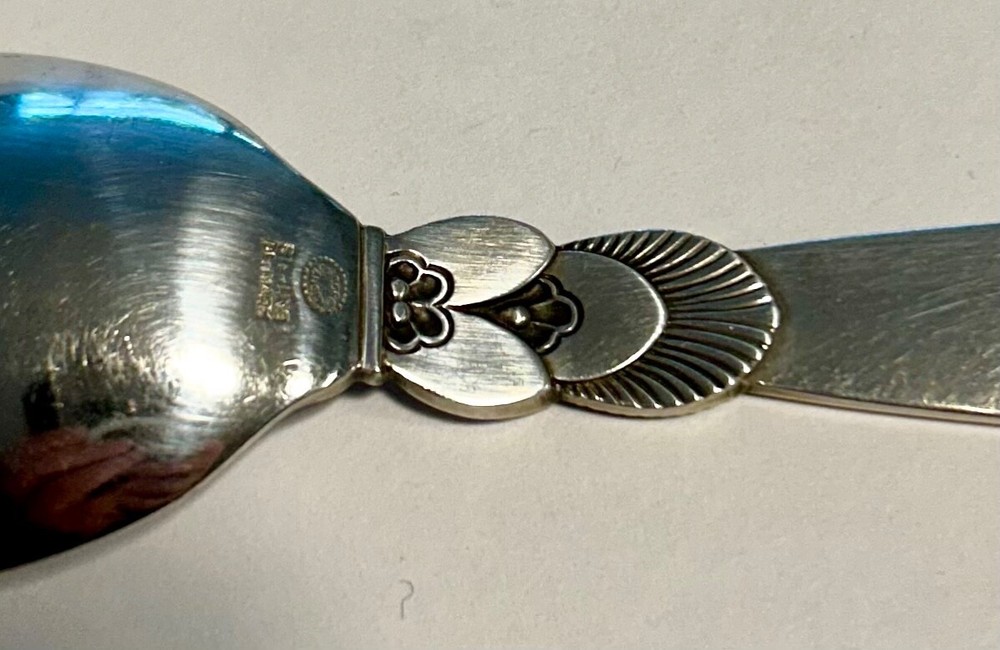 Vintage Georg Jensen, Denmark Cactus Pattern Sterling Silver Teaspoon