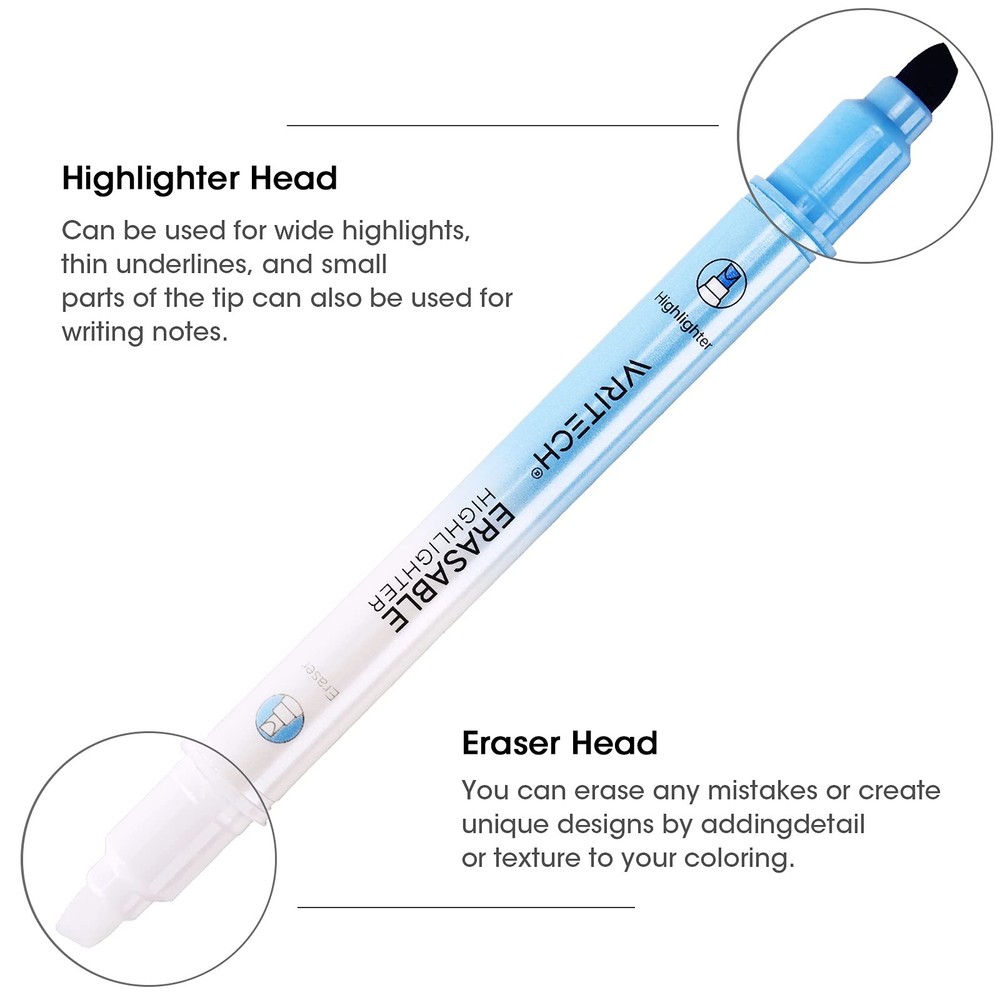 WRITECH Erasable Highlighters Chisel Tip, 12 Count (Pack of 1), Multicolor