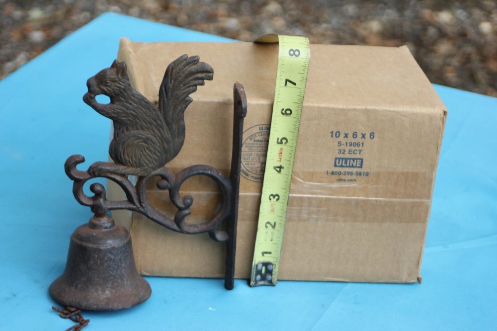 Antique Cast Iron Squirrel Pull Chain Bell, 8"