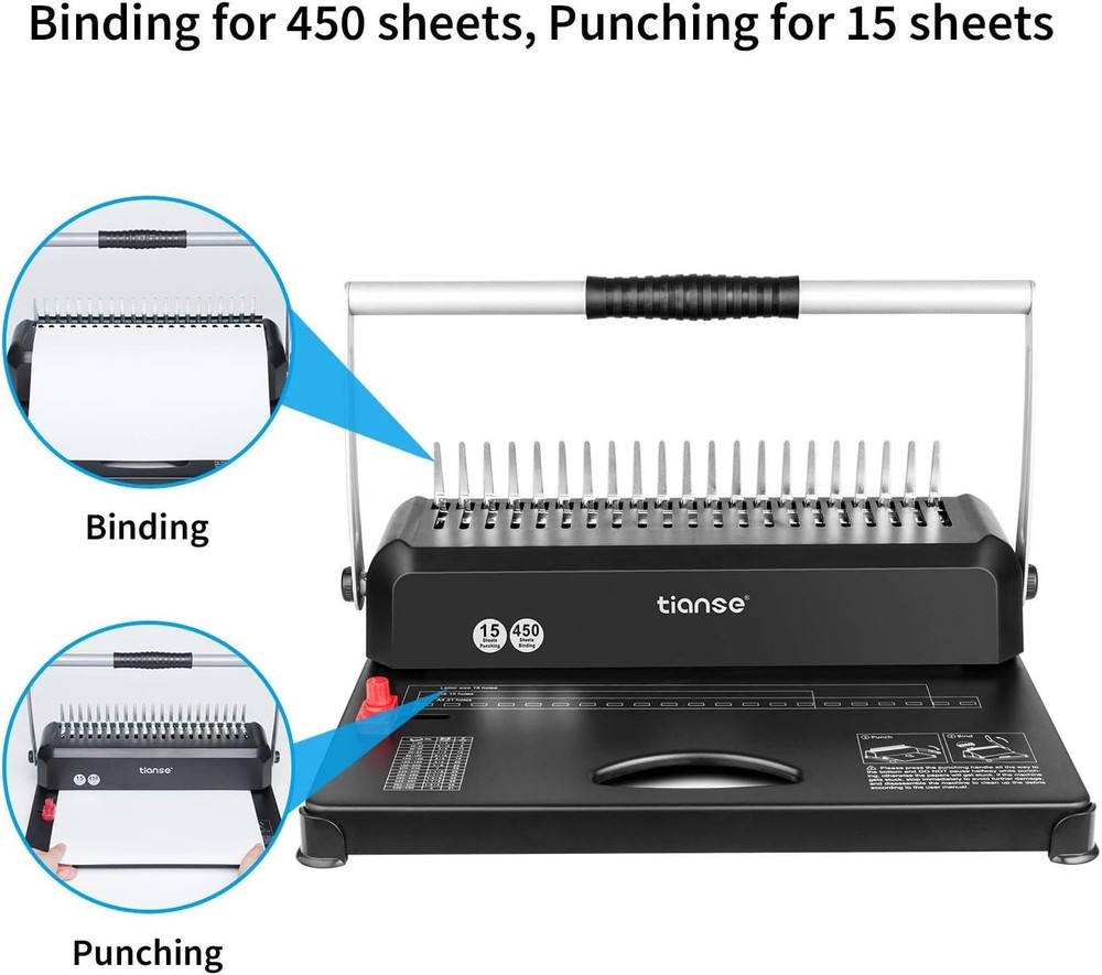 Heavy-Duty Binding Machine: Binds 450 Sheets with Customizable Margin Settings