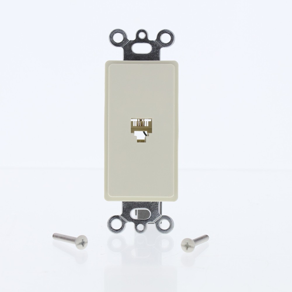 Cooper 3560-4A Almond Flush 4-Wire Decorator Modular Telephone Jack Cover Insert