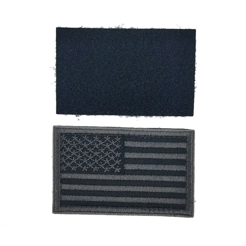 USA American Flag Patch 3''X 2'' Hook & Loop-Black
