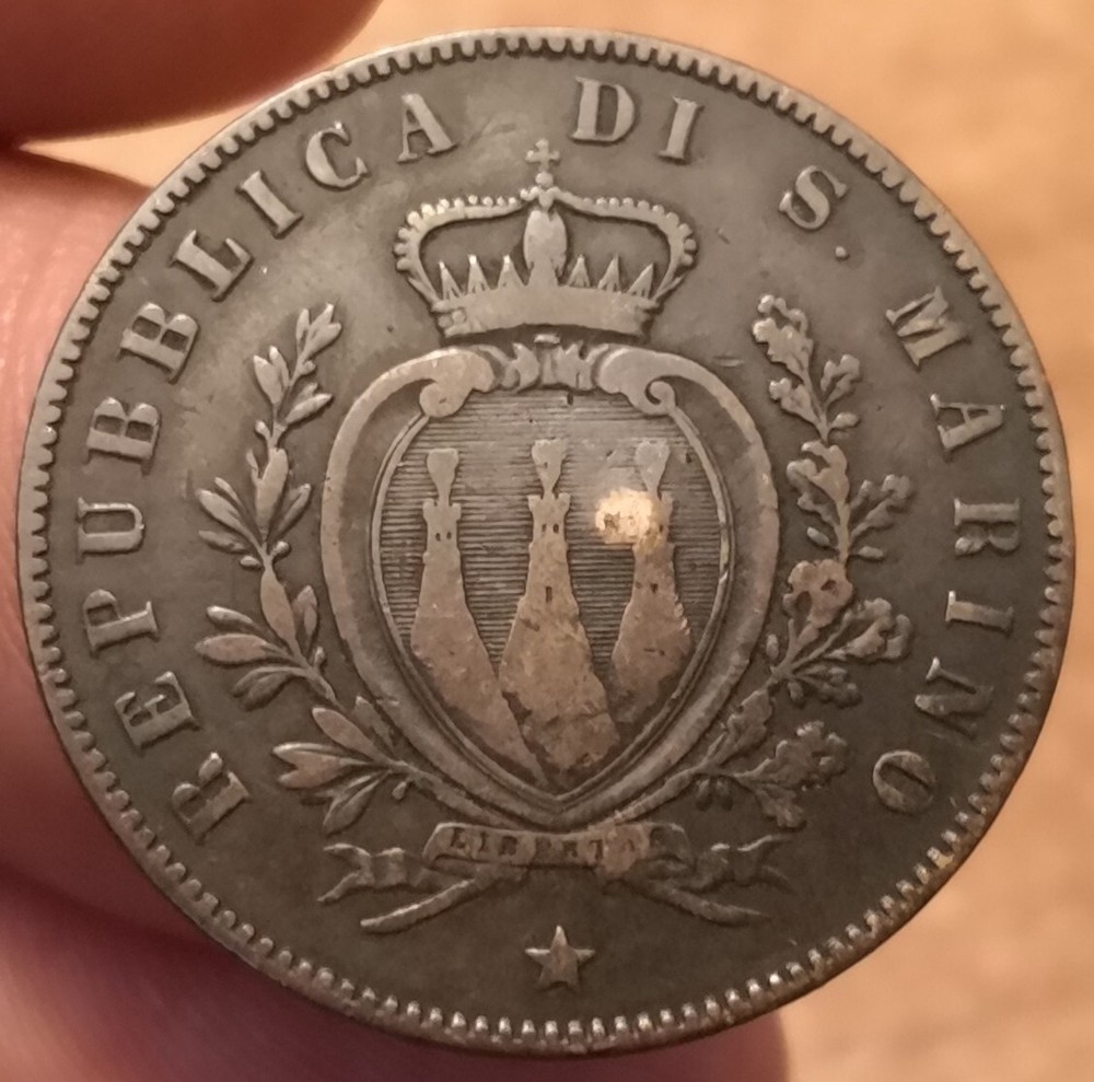 5 Centesimi 1864, San Marino, Rare, Ref. 3890