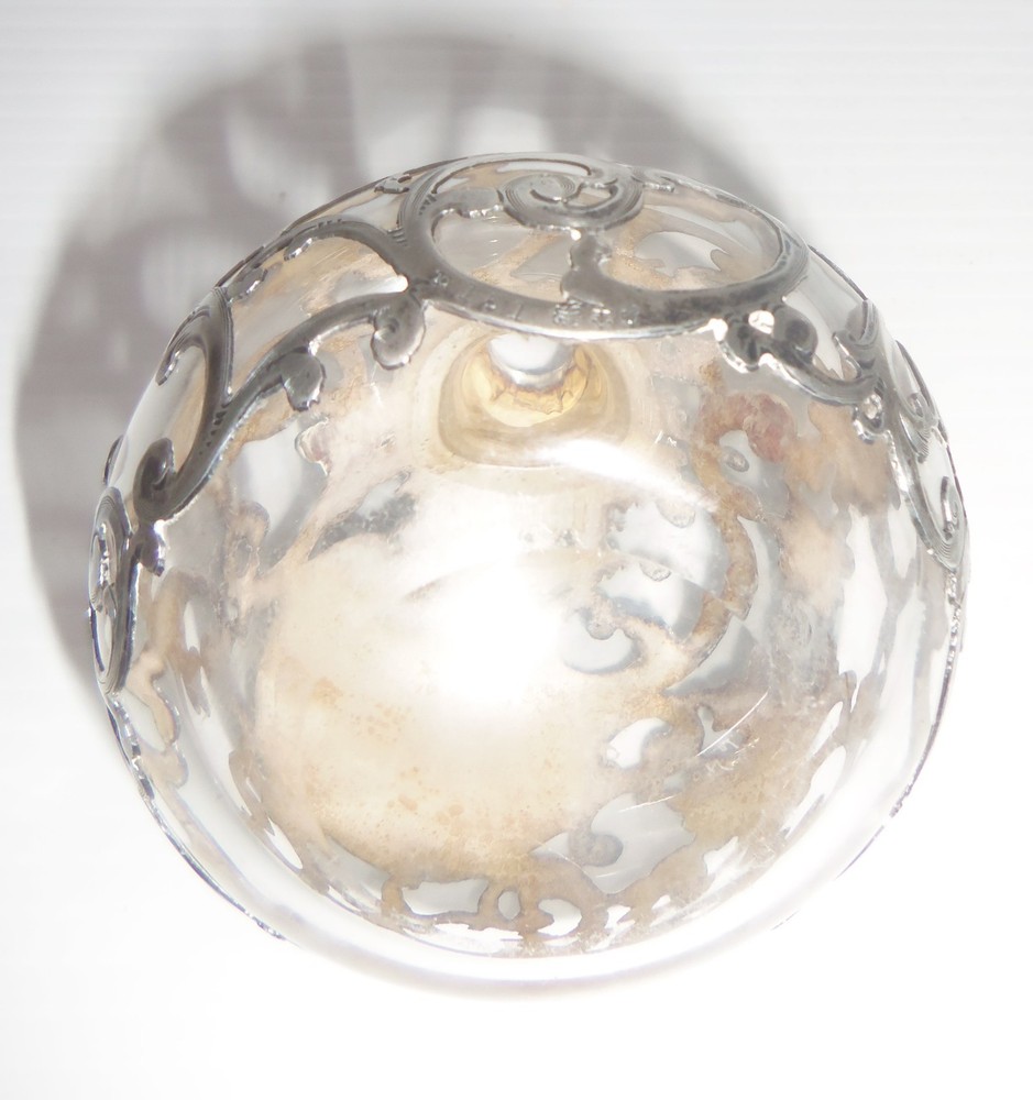 Antique Birmingham, England Sterling Silver Overlay Atomizer Perfume Bottle