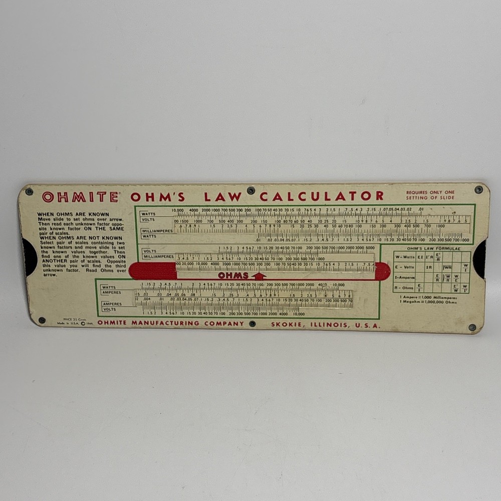 Vintage Ohmite Parallel Resistance Calculator