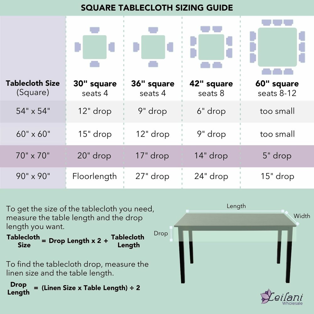10 pcs 70 x 70" SQUARE POLYESTER Tablecloths Wedding Table Linens for Catering