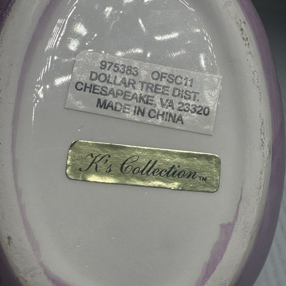 K’s Collection Super Cute Easter Ceramic Basket w/ Bow Handle 4.25” X 5” Tall