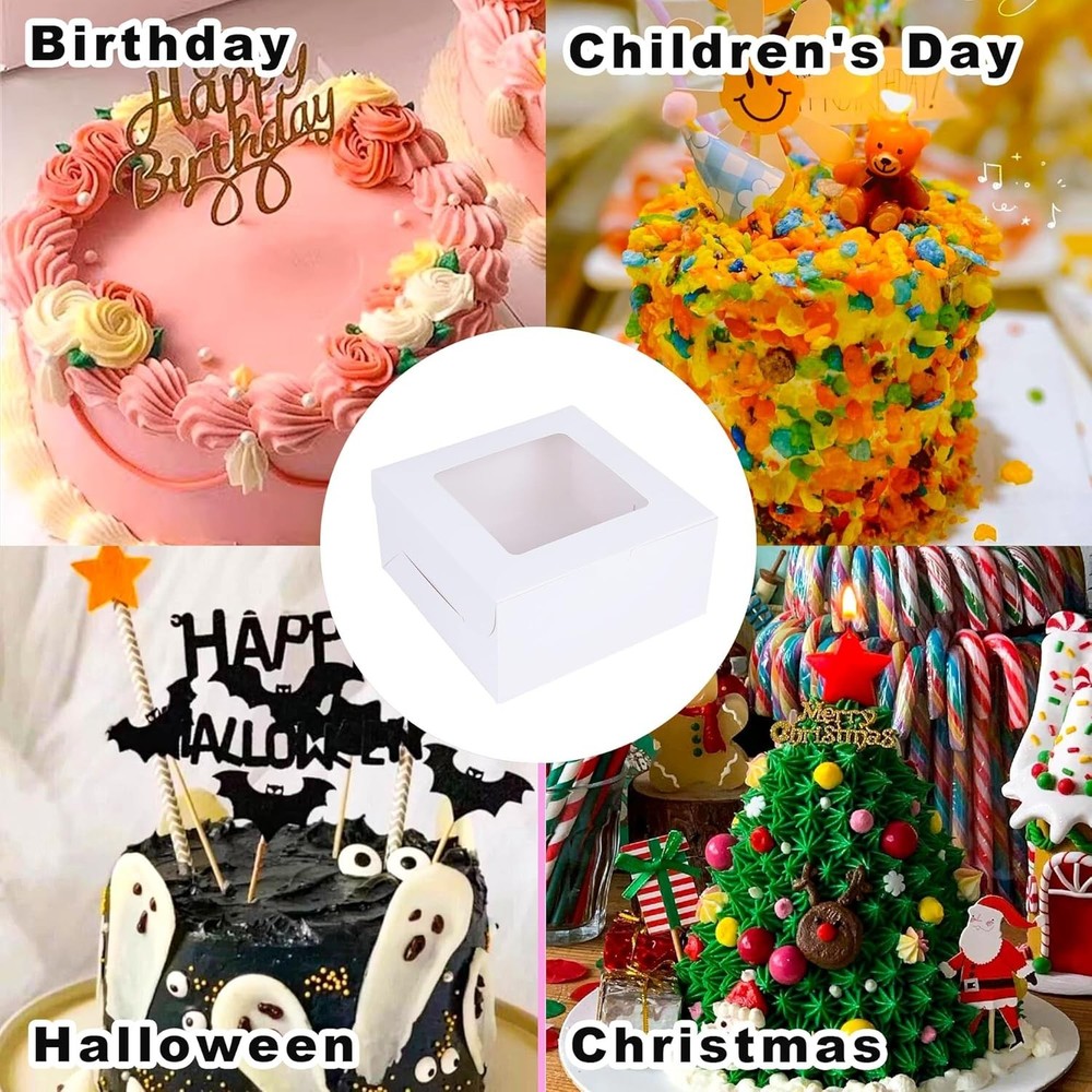 Deluxe 30 Cake Boards and Boxes Set - 10x10x5 Clear Window Bakery Solution