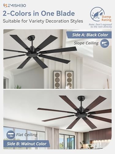 Ceiling Fan No Light with Remote Large Ceiling Fan Without Light 65 Inch Black