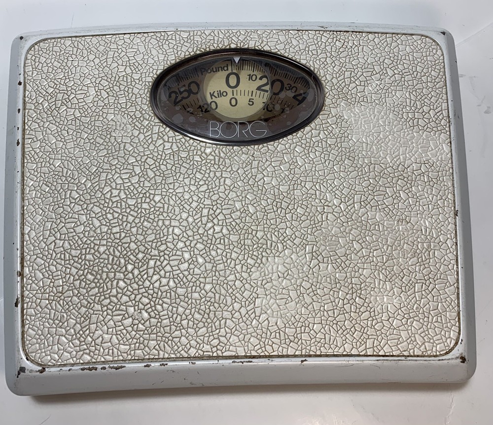 Borg Bathroom Scale Old Rustic Europe Uk White Pattern VINTAGE