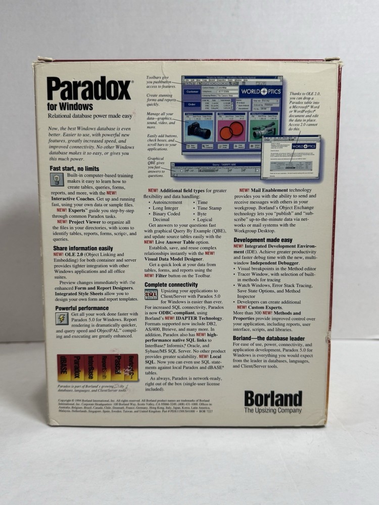Borland Paradox 5.0 Relational Database Software For Windows