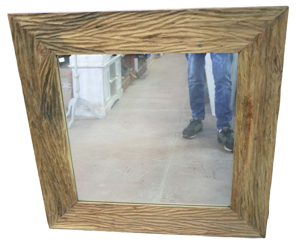 Handmade Square Teak Wood Mirror – Artisan Crafted Frame