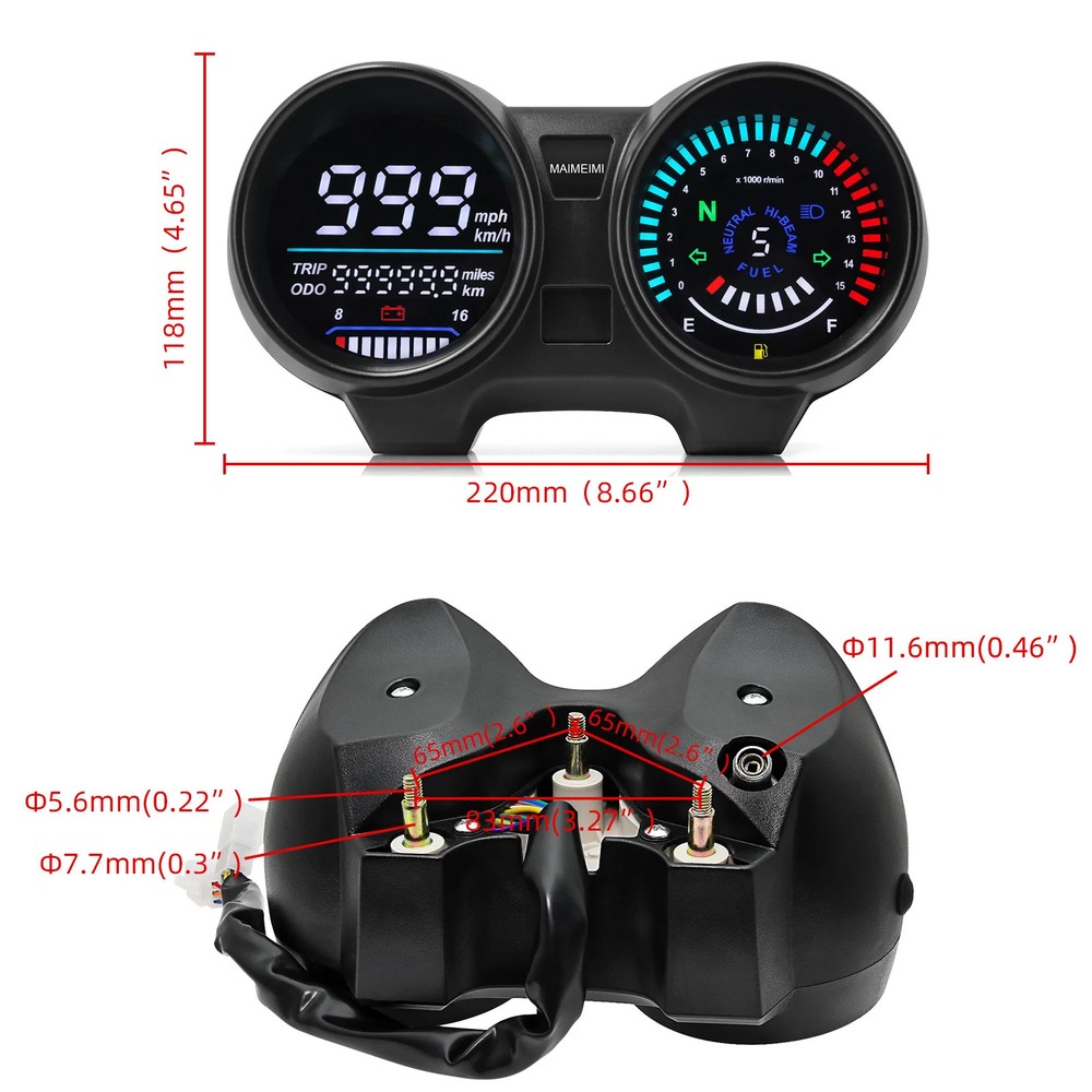 Universal Digital Meter Board For Motorcycle LCD Speedometer TachometerIndicator