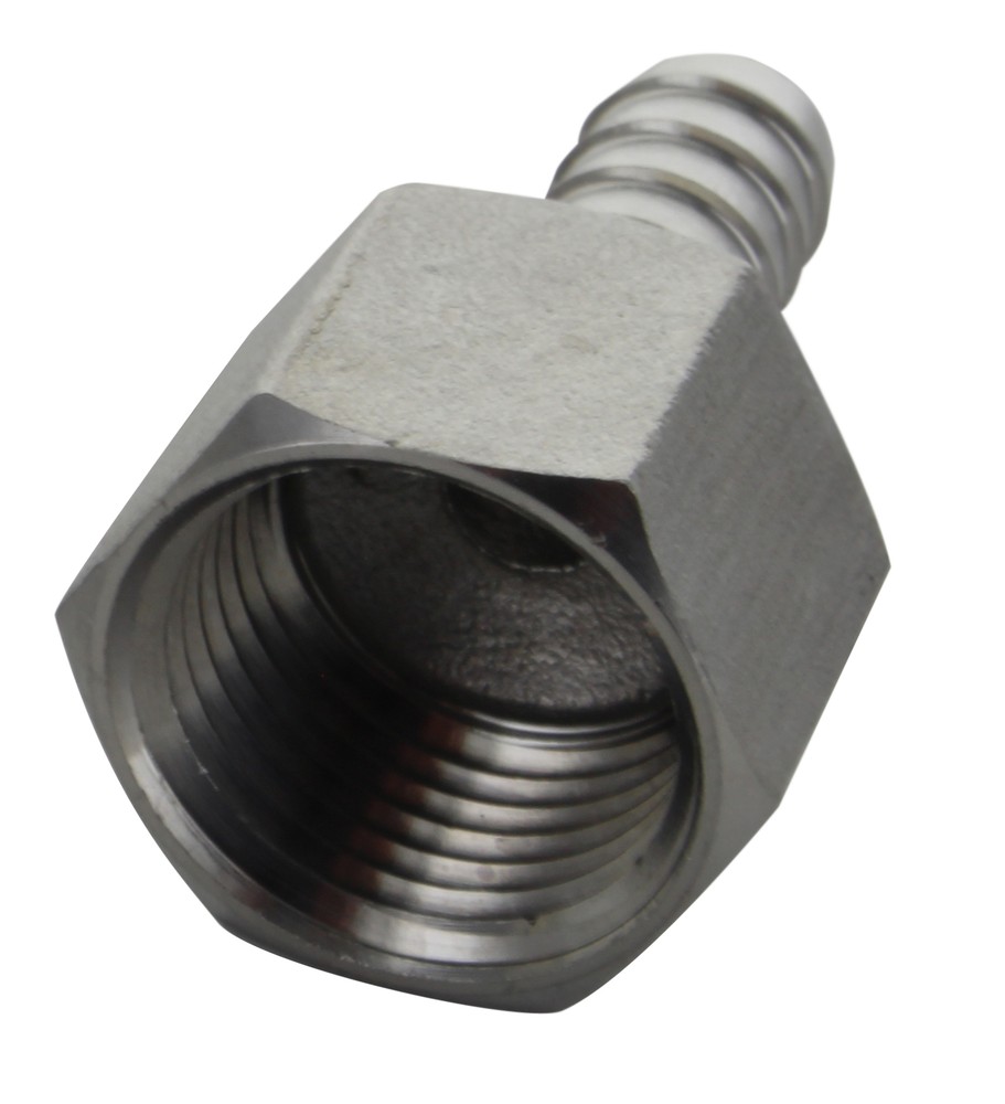 Stainless Steel 3/8" Barbed Hose Fitting - 1/2" Female NPT