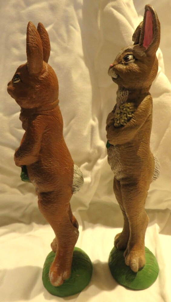 Easter Bunny Rabbit Figurines- set of 2 -9+" x 2.5" c 2+"
