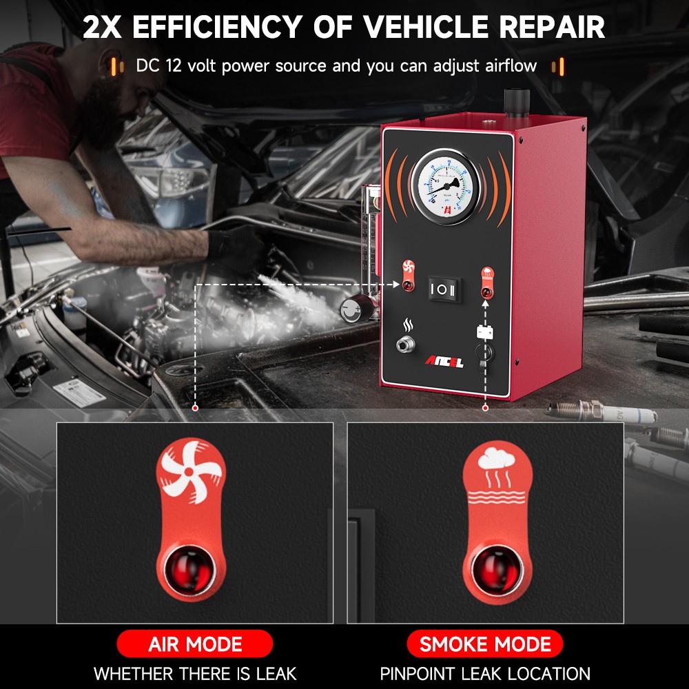 Car EVAP Smoke Machine Fuel Pipe Leak Detector Sealing Test Tool Cooling System