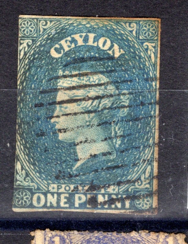 Ceylon 1857 sg 2a 1d blue fine used