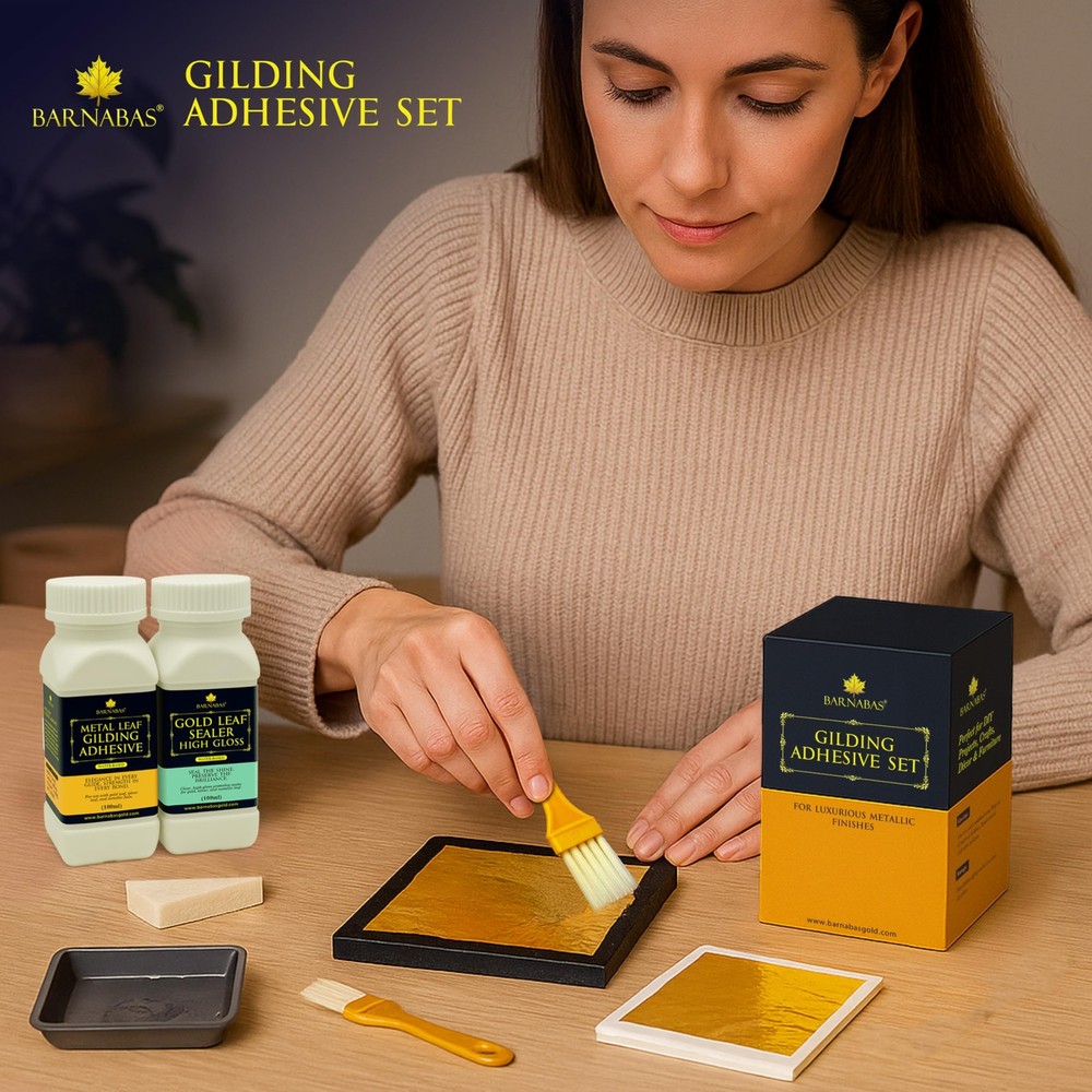 Barnabas Gold Leaf Kit – 25 Standard Gilding + 25 Foil Sheets,