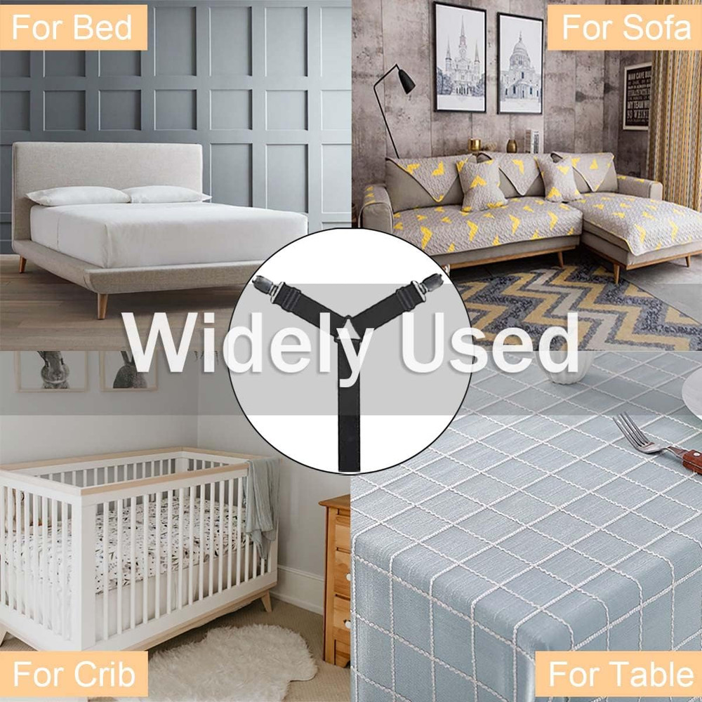 Sheet Fasteners Adjustable Elastic Bed Sheet Holder Straps Clips for All Beds