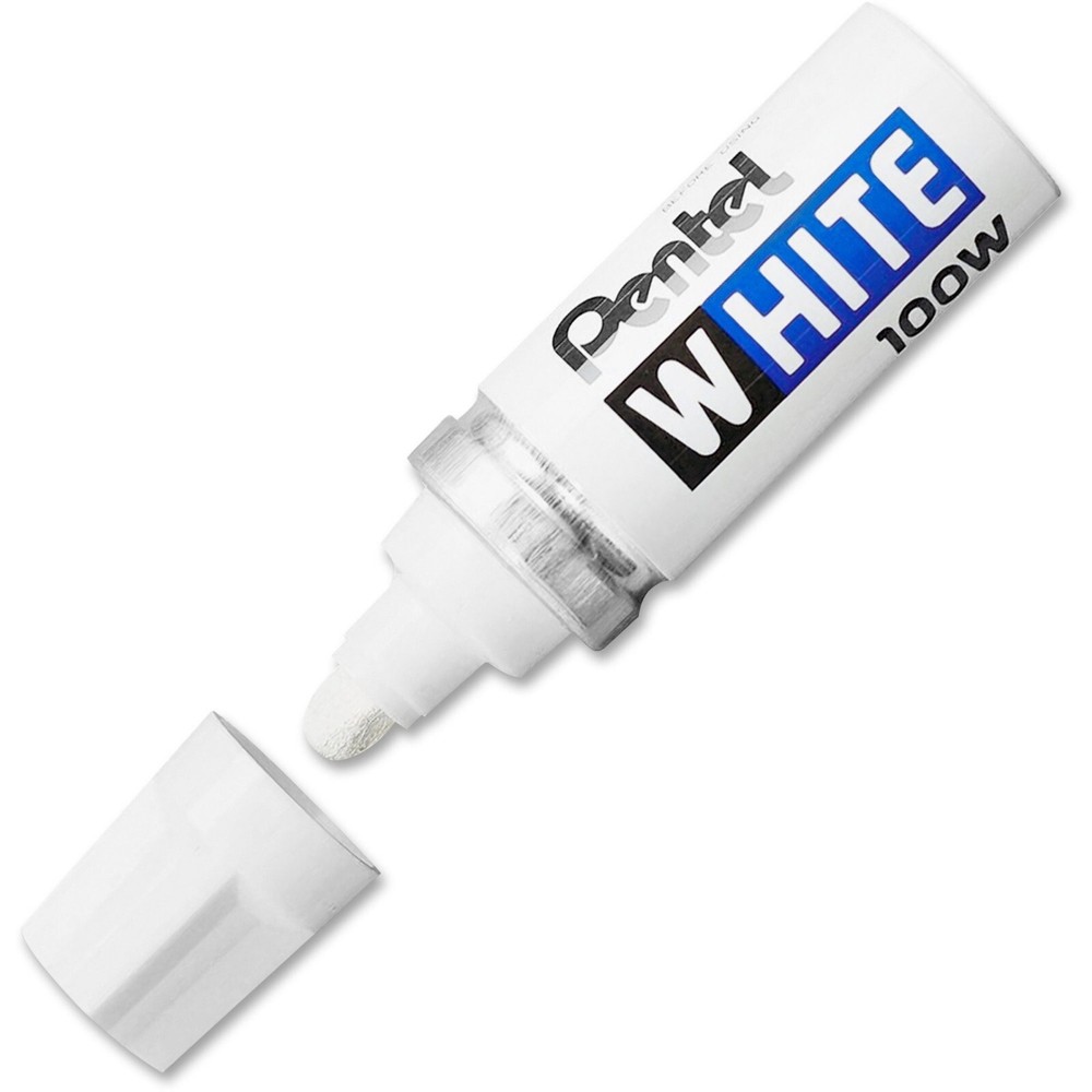 Pentel White 100W Marker, Bold Point, Permanent Ink