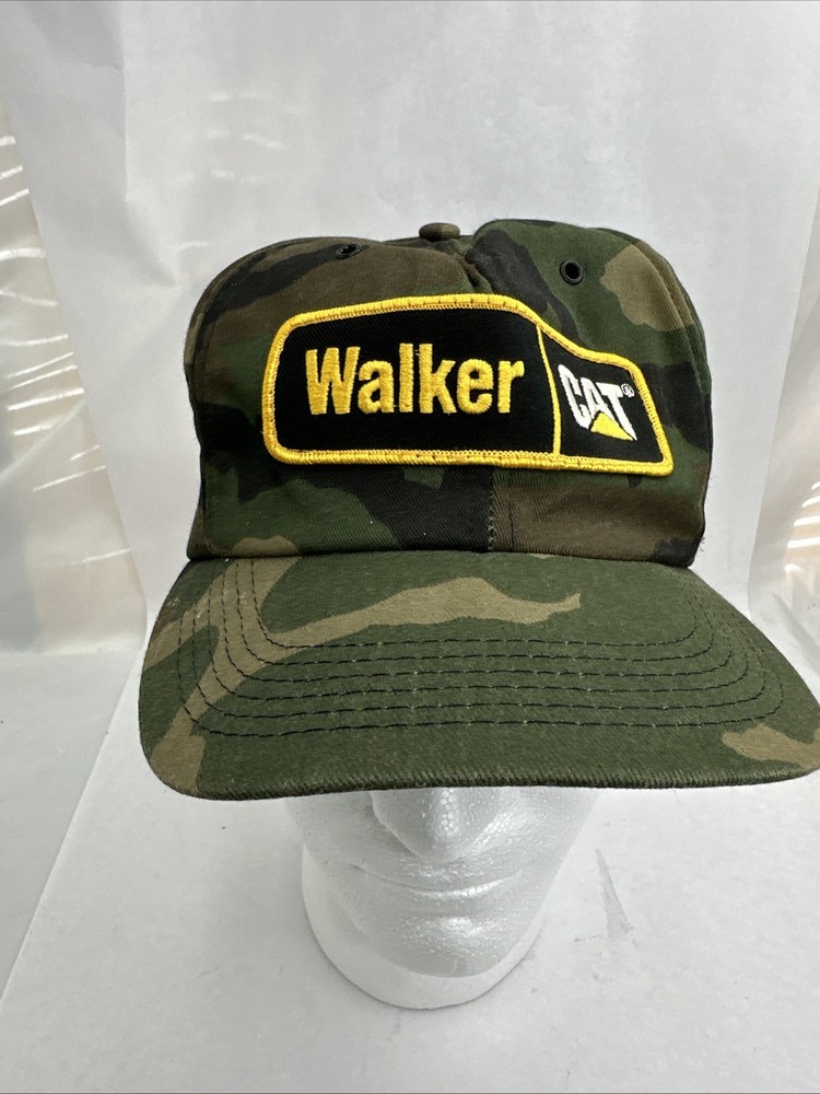 Walker CAT Caterpillar Patch Hat Snap Back Vintage Camo