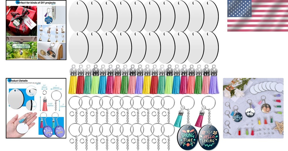 80 PC Double-Sided Sublimation Blanks Keychain Kit for Creative DIY Projects