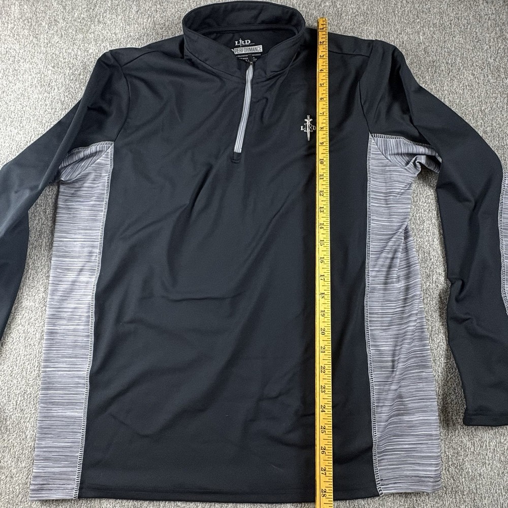 LRD Performance Mens Large Black Golf Pullover 1/4 Zip LS Shirt Stretch