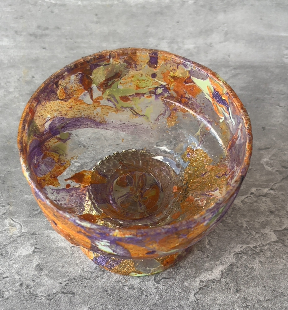 Hand-painted Glass Candleholder