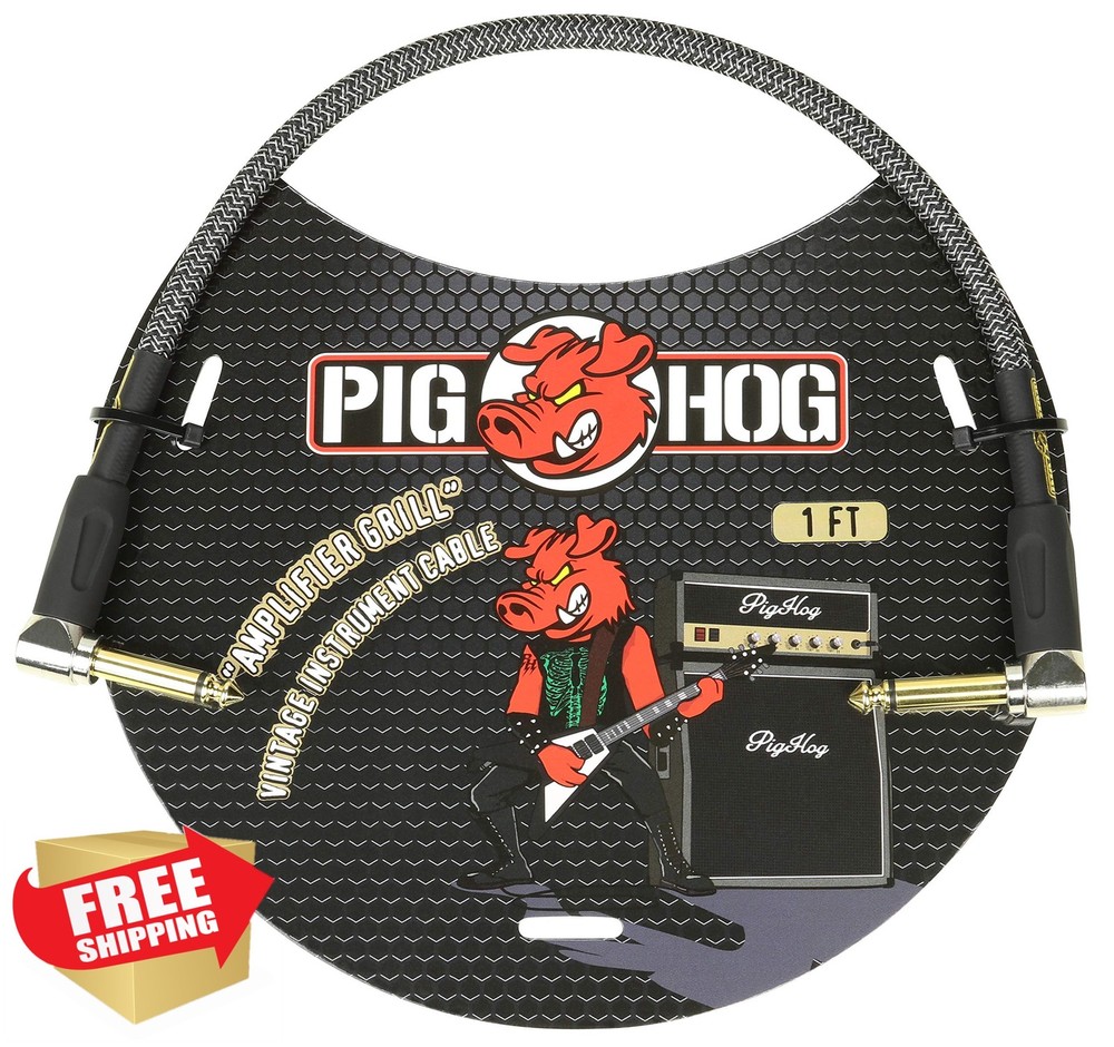 Pig Hog PCH1AGR 1ft Right-Angle Patch Cable