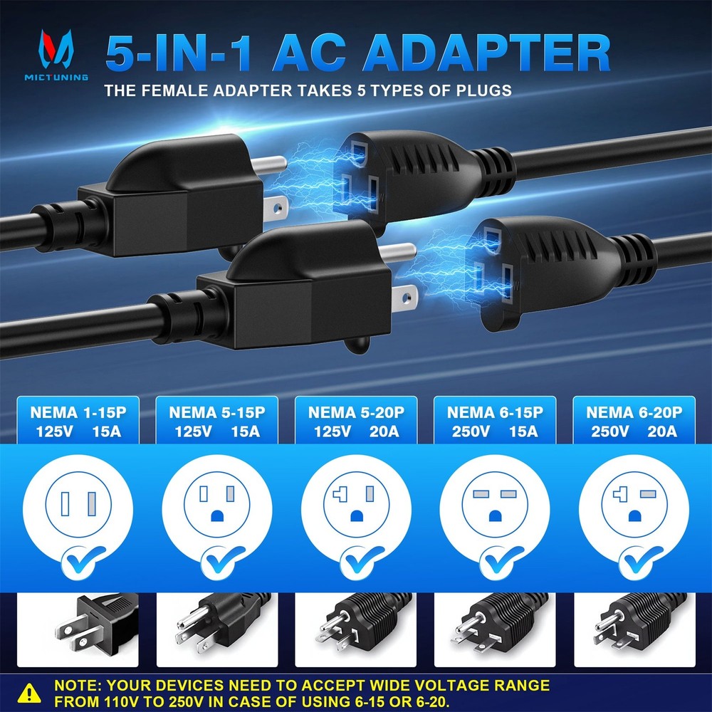 125V 20Amp AC Port Plug, RV Shore Power Inlet Plug T-Blade Adapter with Hole Saw