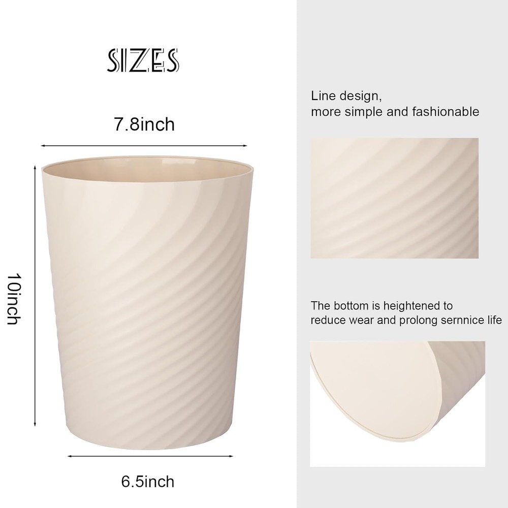 UUJOLY Plastic Small Trash Can Wastebasket, Garbage Container 2 Pack, Beige